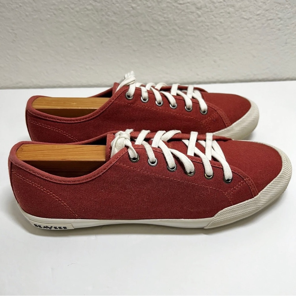 SEAVEES Women's Monterey Sneakers Standard Cotton Canvas Red Orche Size 9